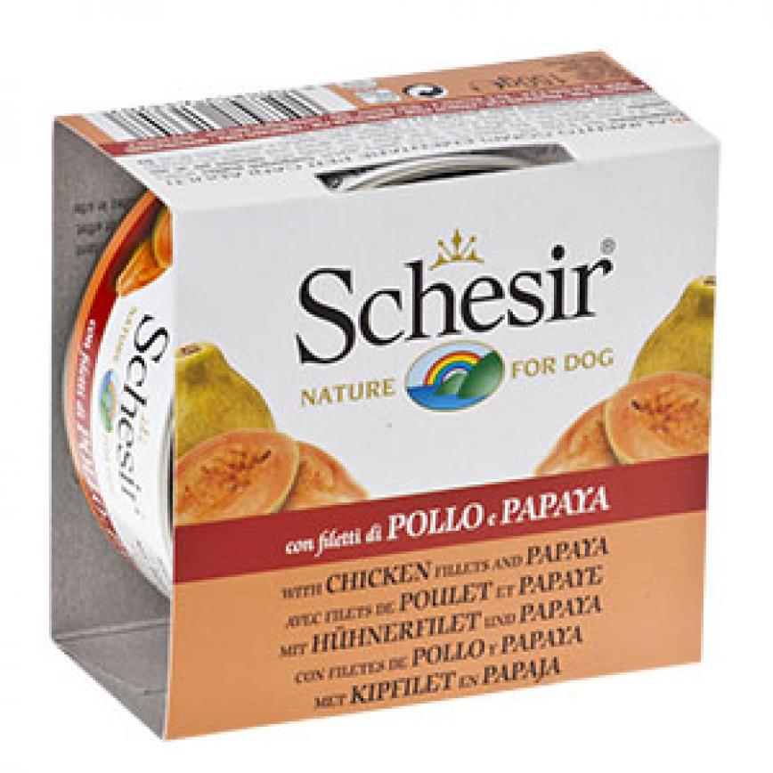 Schesir 水果狗罐頭 雞肉絲及木瓜飯 150g