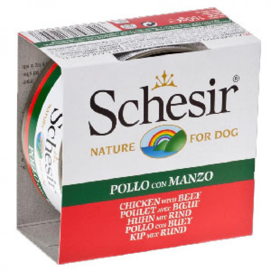 Schesir 啫喱狗罐頭 雞肉及牛肉 150g
