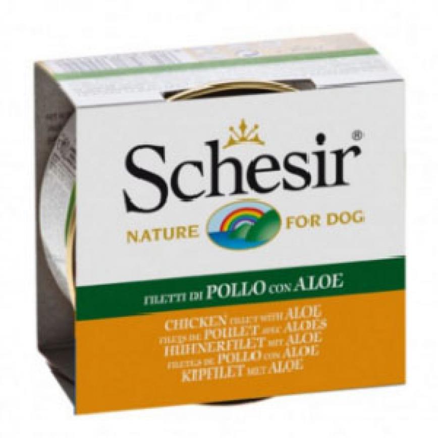 Schesir 啫喱狗罐頭 雞肉及蘆薈 150g