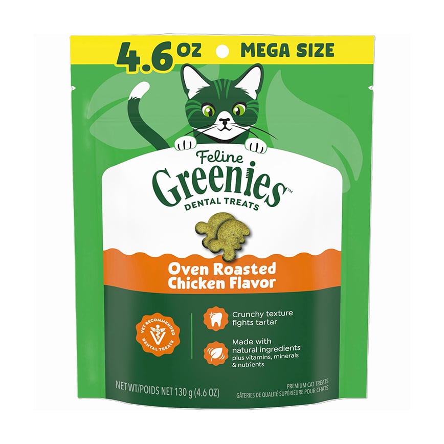 Greenies貓齒靈 貓零食 潔齒餅 Oven Roasted Chicken Flavor 烤雞 4.6OZ (GR201/10205250) (新舊包裝隨機發貨)