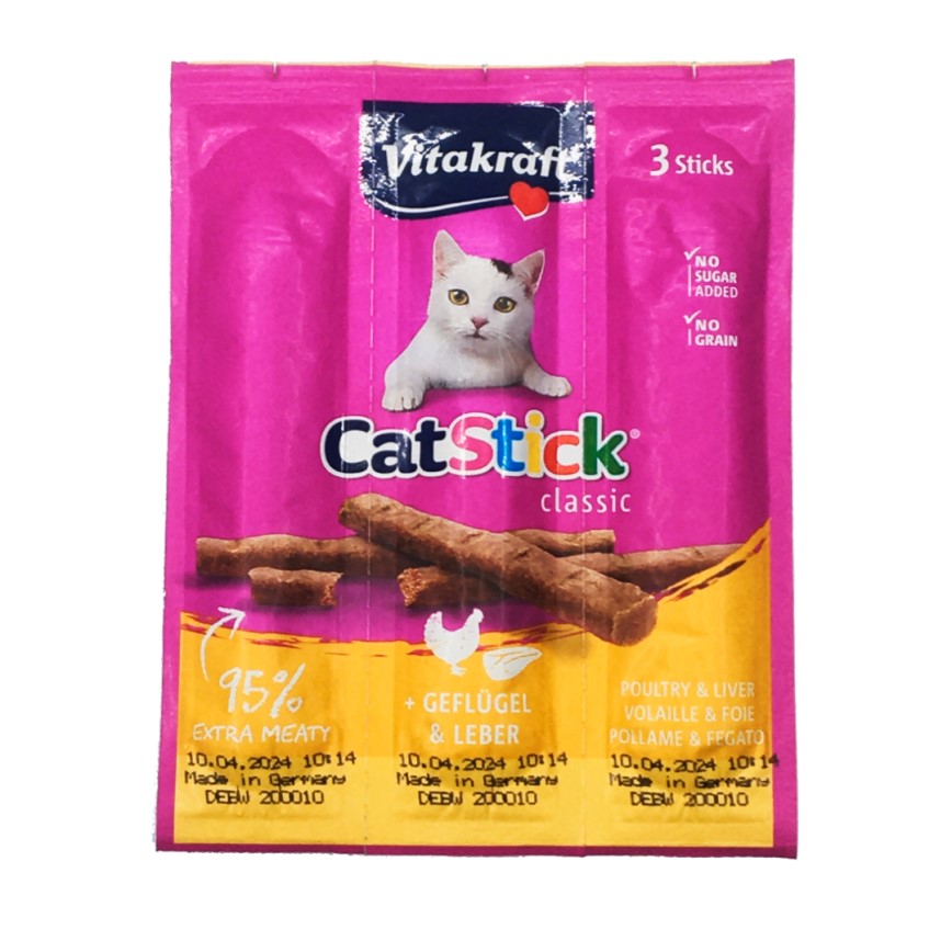 Vitakraft 貓零食 肉條 雞肉+雞肝 6g*3條 (VK10869B)