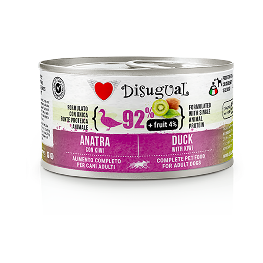 Disugual 意極鮮 狗罐頭 狗主食罐 92%鮮肉 無穀物鴨肉及奇異果 150g (FRUT102) | 意大利製造 圖 1