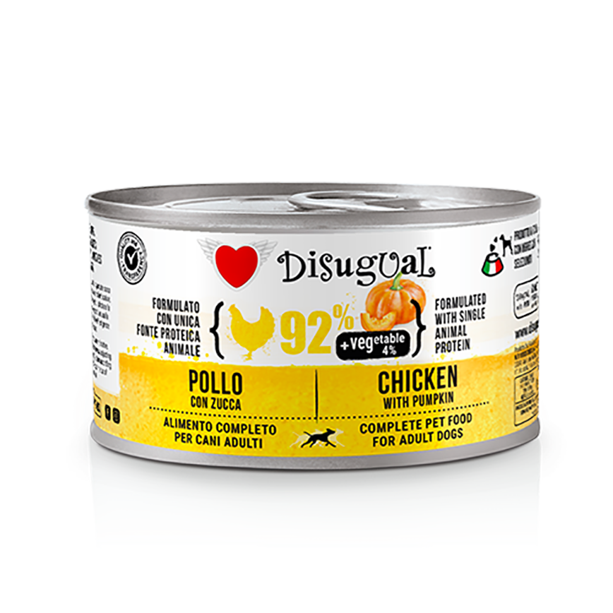Disugual 意極鮮 狗罐頭 狗主食罐 92%鮮肉 無穀物雞肉及南瓜 150g (DSBL105) | 意大利製造 圖 1