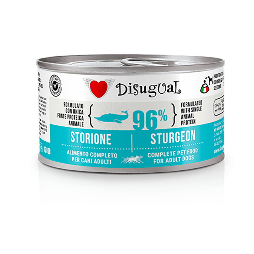 Disugual 意極鮮 狗罐頭 狗主食罐 96%極品鮮肉 單一蛋白配方 鱘魚 150g | 意大利製造