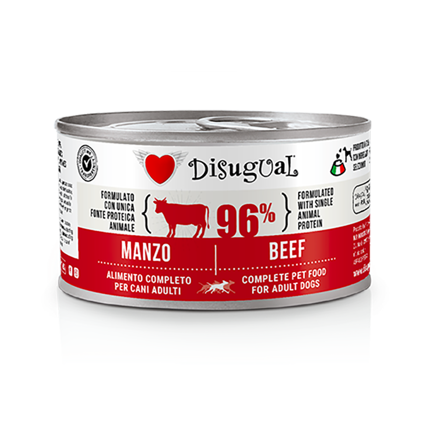 Disugual 意極鮮 狗罐頭 狗主食罐 96%極品鮮肉 單一蛋白配方 牛肉 150g (DSGV105) | 意大利製造