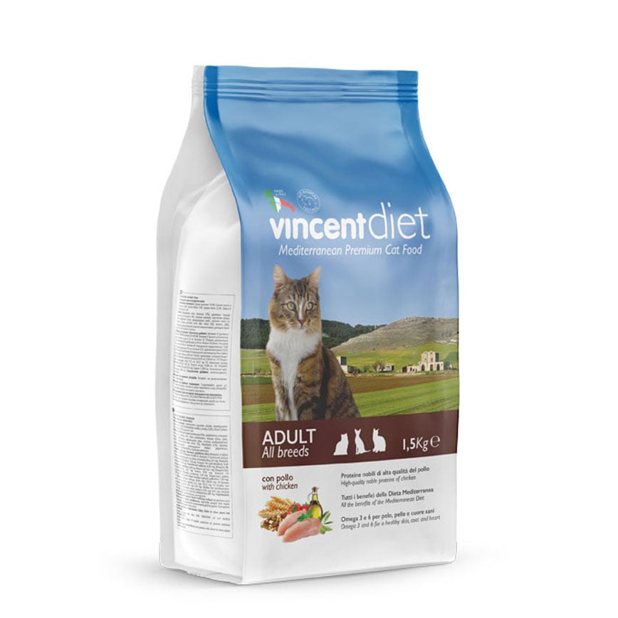 Vincent Diet 貓糧堡 貓糧 成貓全品種完整均衡營養配方 意大利製造 雞肉味 1.5kg