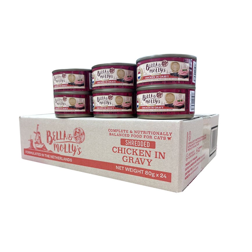 Bella & Molly's 荷蘭罐 貓罐頭 AAFCO 主食罐 低脂配方 雞絲肉汁 80g (原箱24罐) 圖 1