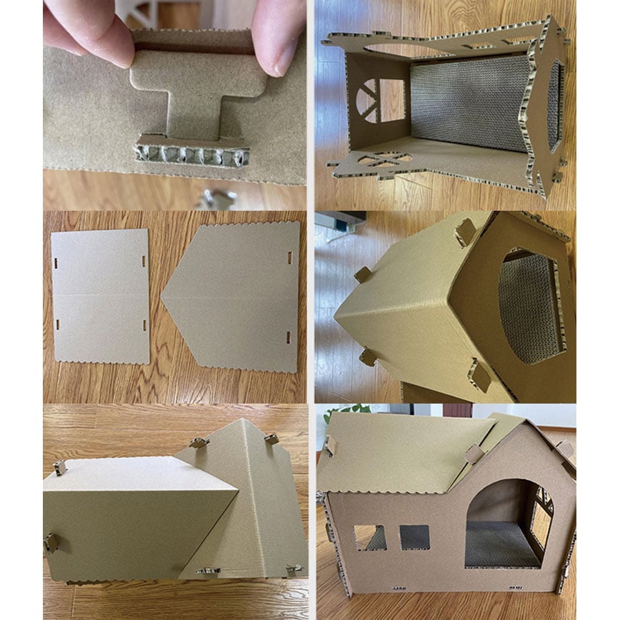 HelloDOG 玩具嚴選 瓦楞紙貓抓板 貓別墅貓屋 圖 4
