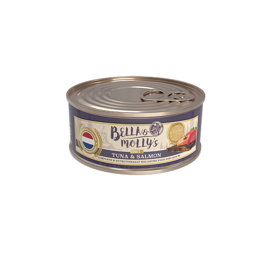 Bella & Molly's 荷蘭罐 貓罐頭 AAFCO 主食罐 美毛配方 三文魚及吞拿魚肉醬 40g