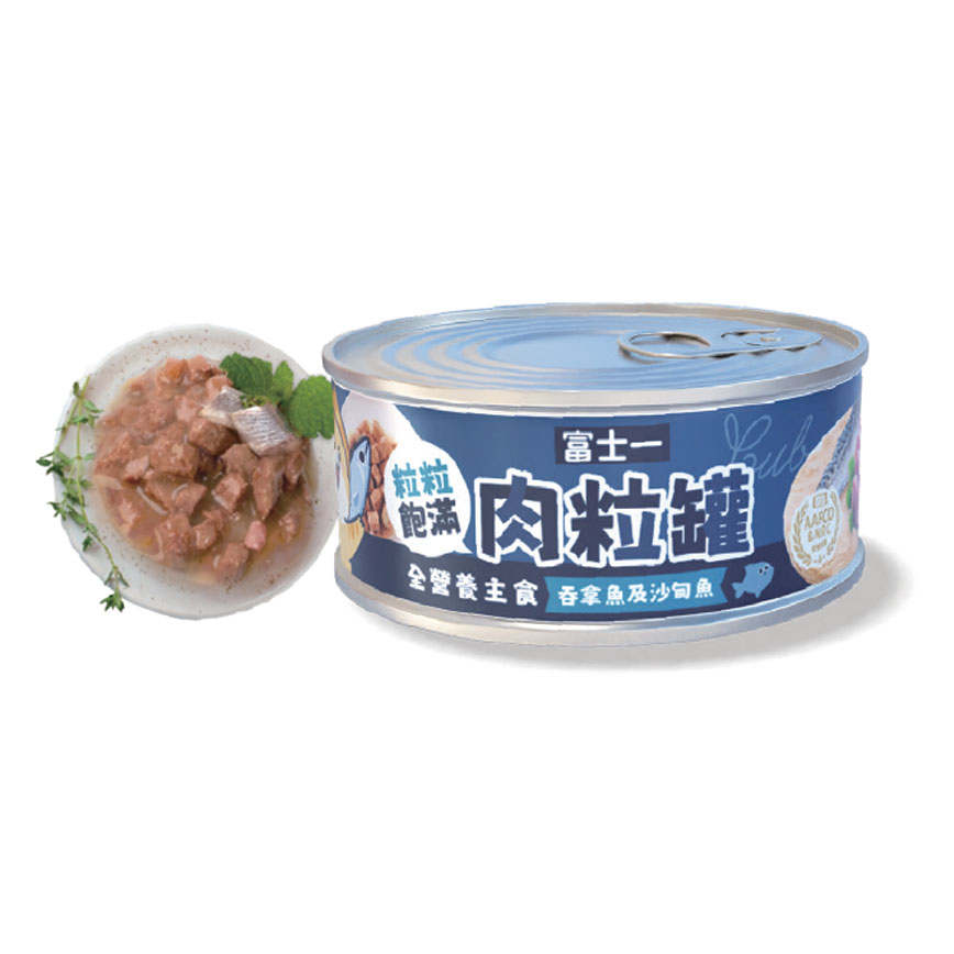 富士一 貓罐頭 全營養主食罐 吞拿魚及蝦肉粒 80g