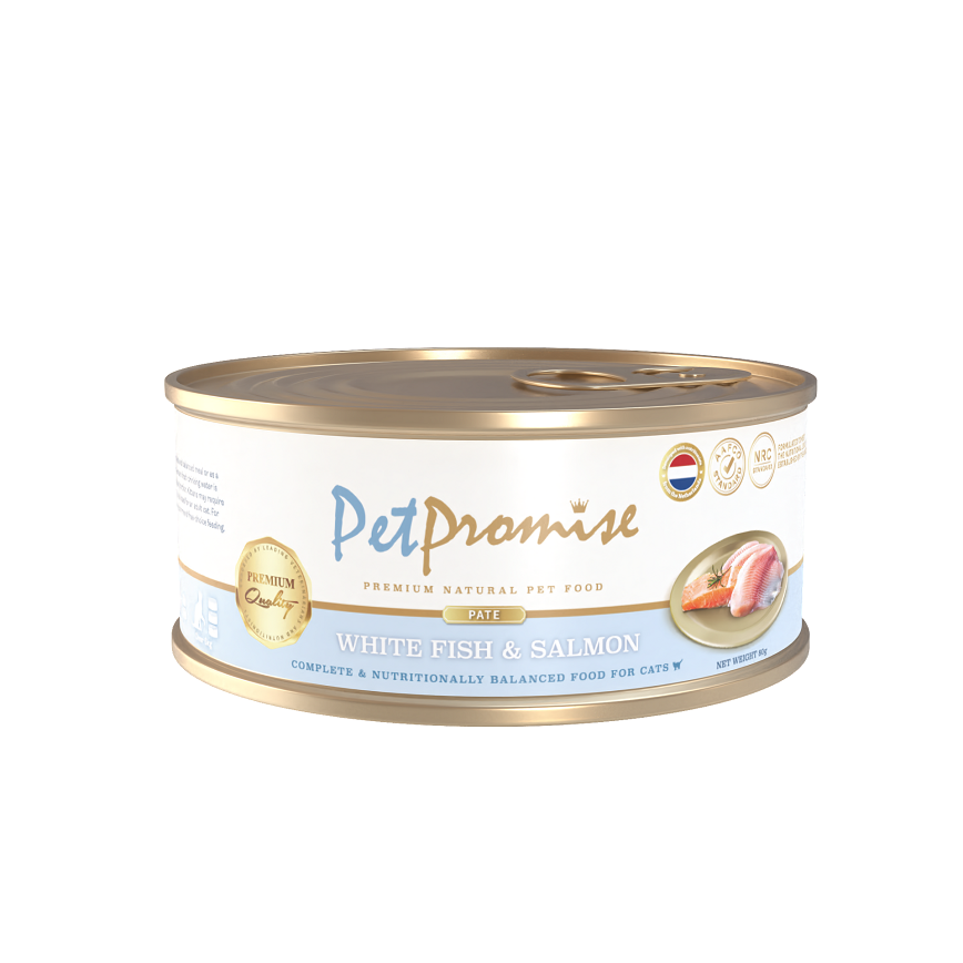Pet Promise 貓罐頭 荷蘭罐 AAFCO 主食罐 白魚及三文魚肉醬 80g - 限時試食價 圖 2