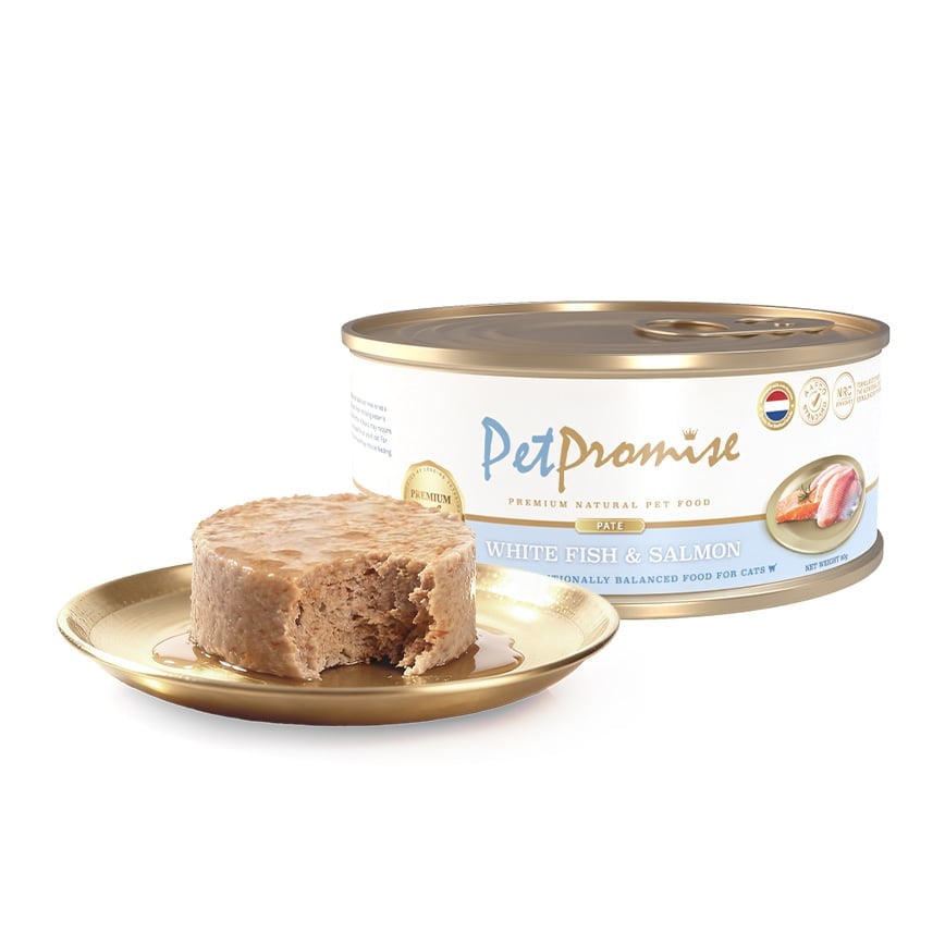 Pet Promise 貓罐頭 荷蘭罐 AAFCO 主食罐 白魚及三文魚肉醬 80g - 限時試食價 圖 1