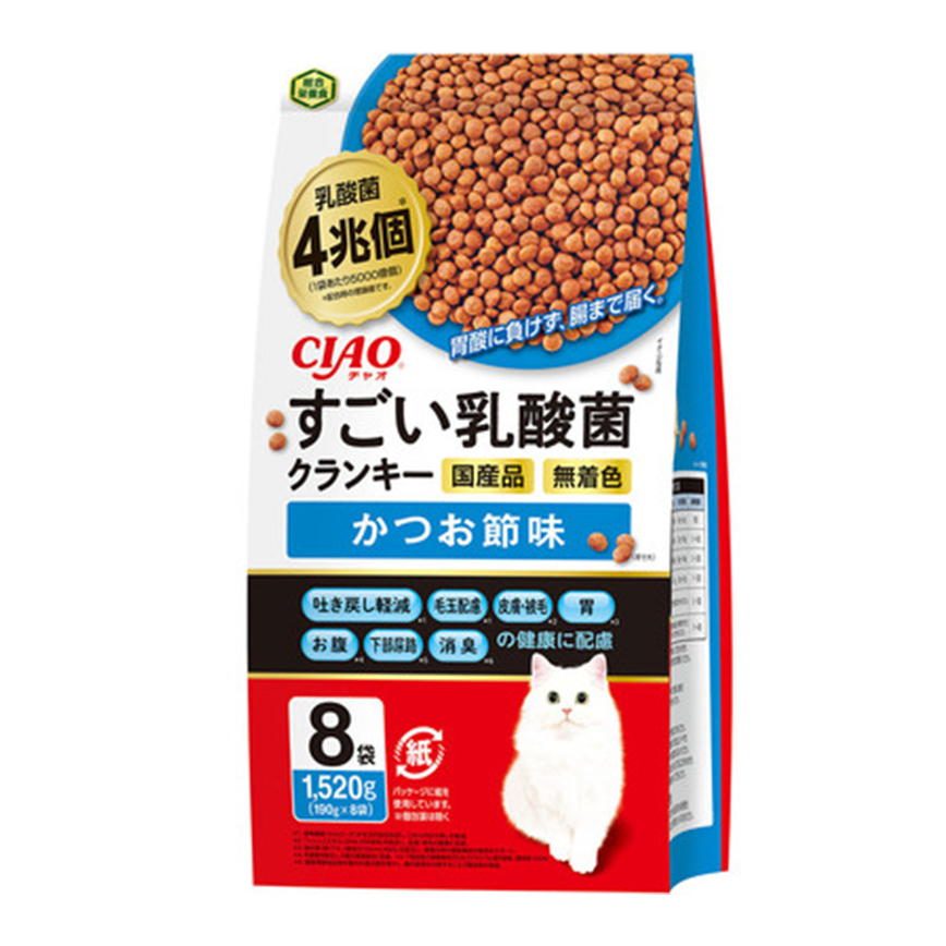 CIAO 貓糧 4兆個乳酸菌健腸配方 鰹魚味 190g×8袋 (P-312)