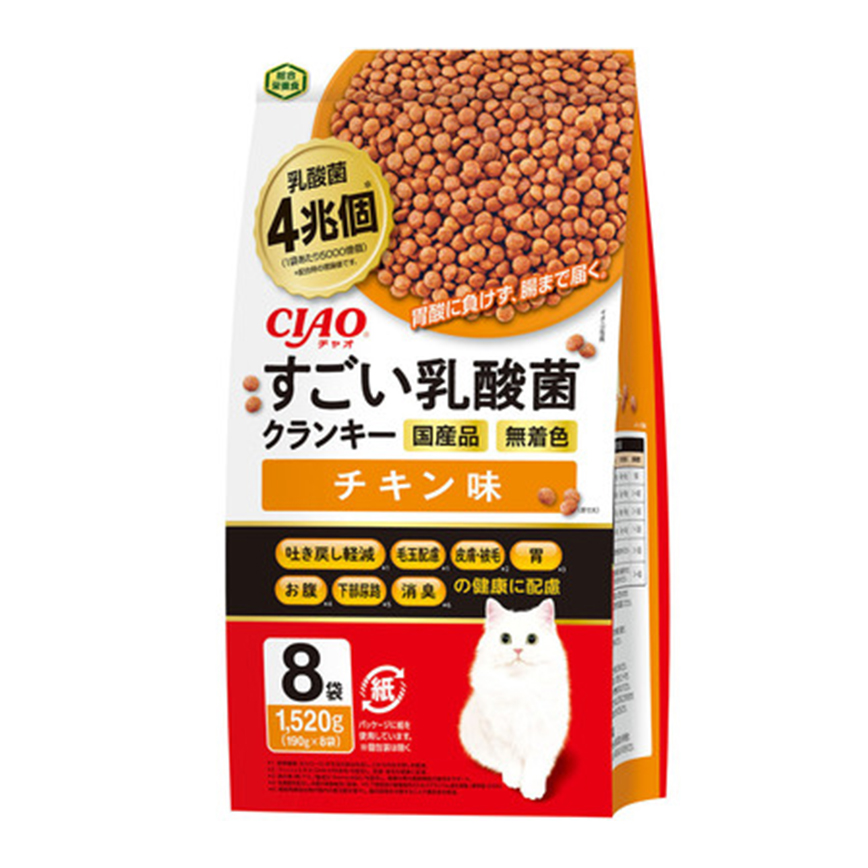 CIAO 貓糧 4兆個乳酸菌健腸配方 雞肉味 190g×8袋 (P-313)