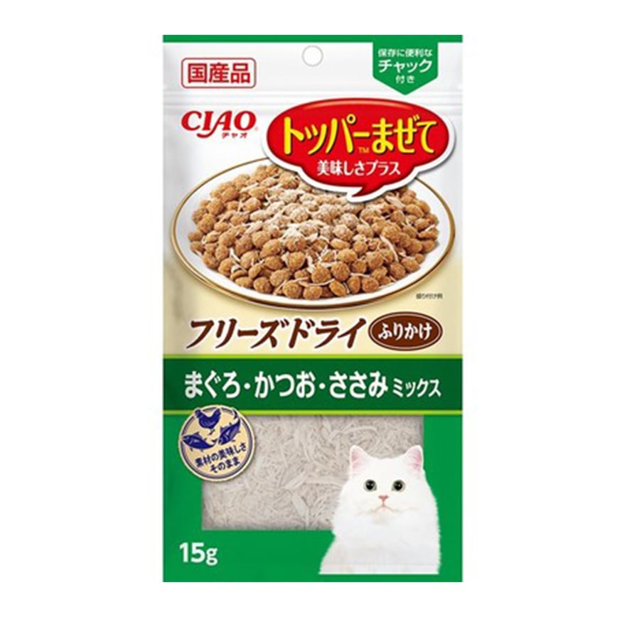 CIAO 貓零食 凍乾肉鬆 吞拿魚鰹魚雞肉混合 15g (CS-234) 圖 1