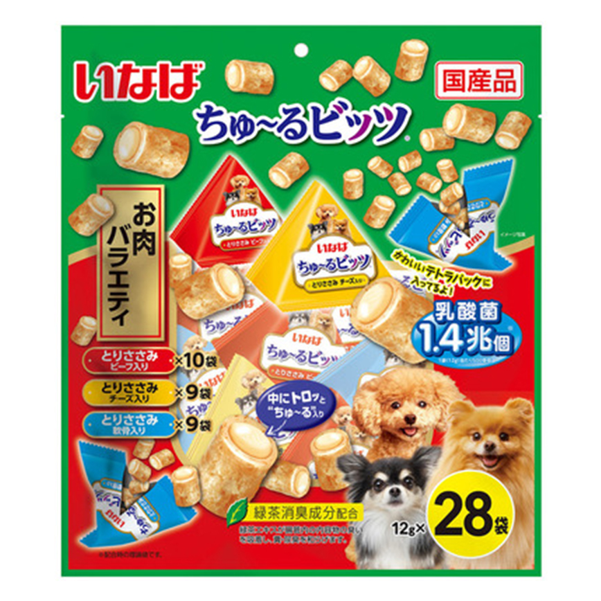 CIAO 狗零食 1.4兆乳酸菌 夾心餅 芝士及牛肉及雞軟骨味 12g×28袋 (DS-412)