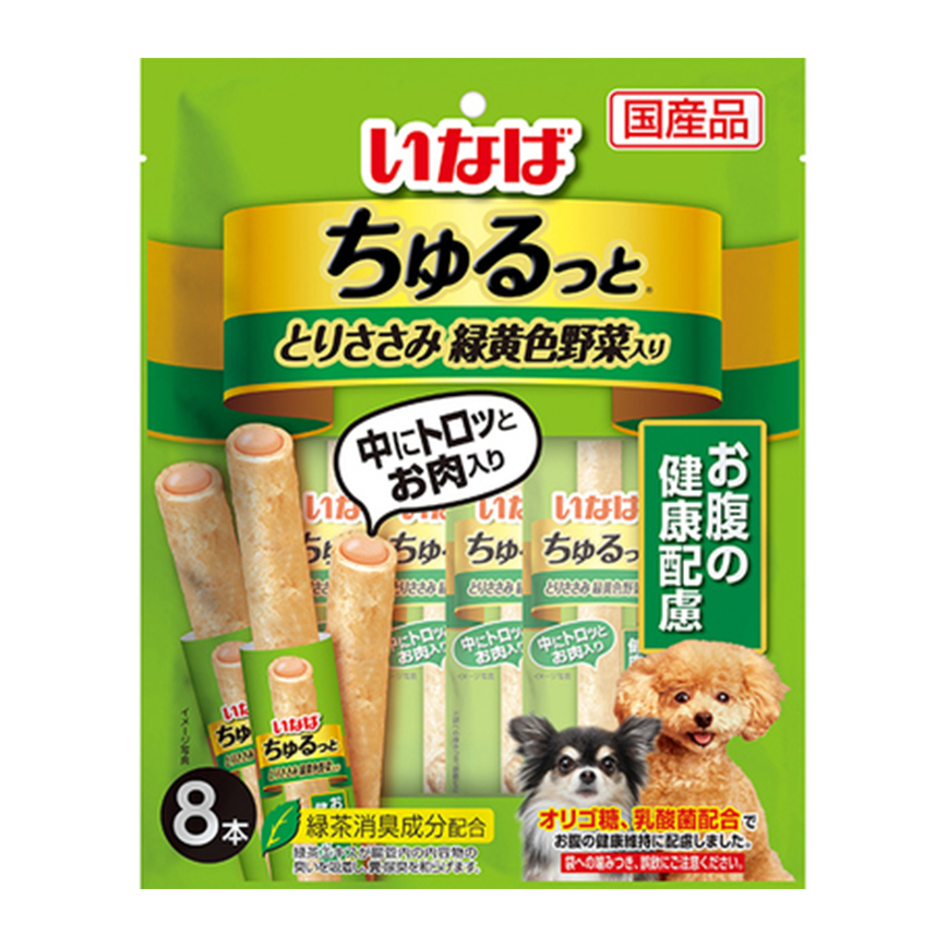 CIAO 狗零食 腸胃健康夾心卷 雞柳配綠色和黃色蔬菜味 8本 (DS-72)