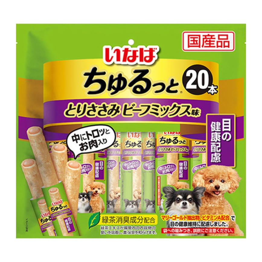 CIAO 狗零食 眼睛健康夾心卷 雞肉牛肉混合味 20本 (DS-76)