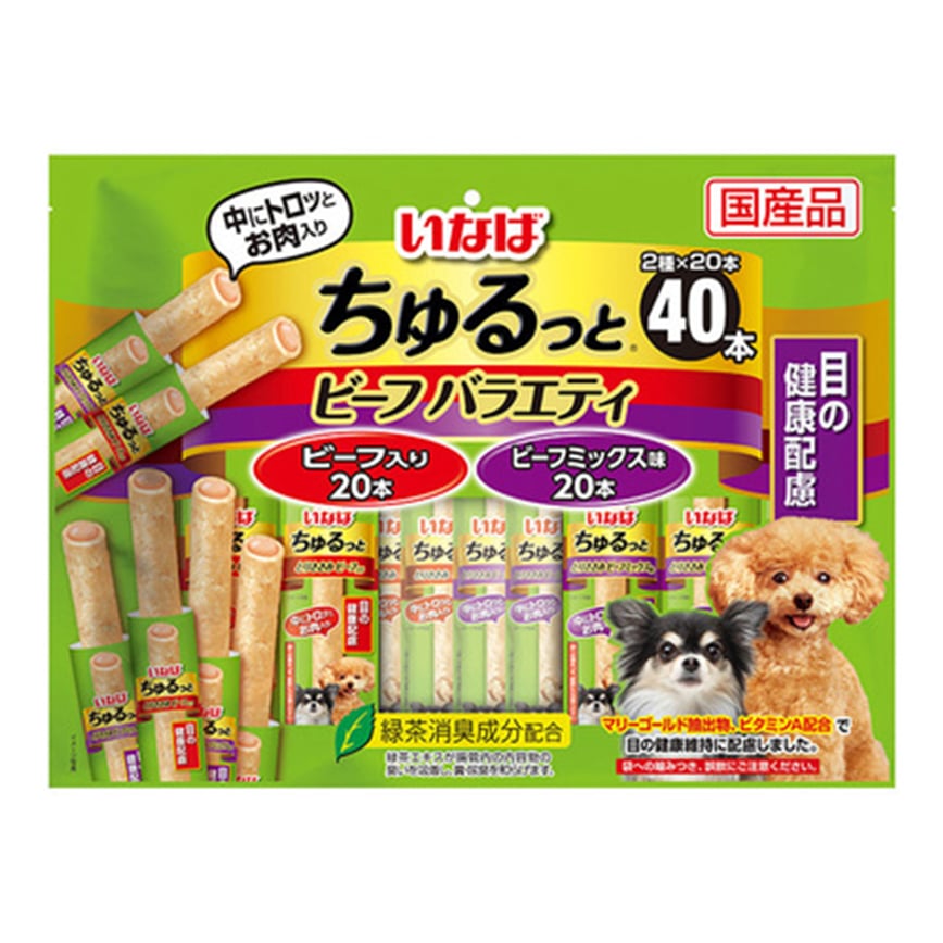 CIAO 狗零食 眼睛健康夾心卷 雞肉牛肉混合味 40本 (DS-354)