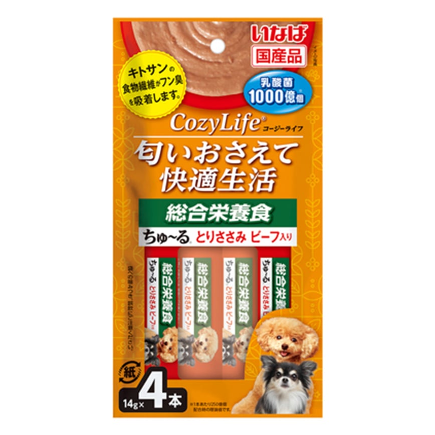 CIAO 狗肉泥 CozyLife 1000億乳酸菌 綜合營養雞肉及牛肉味 14g×4本 (DS-376)