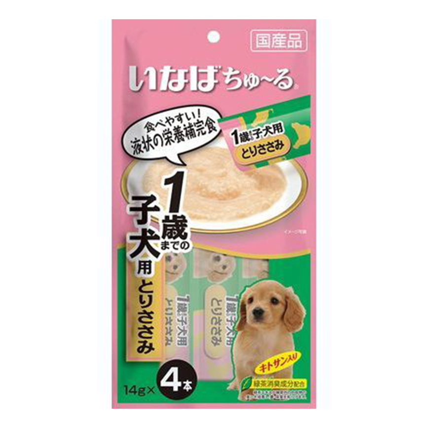 CIAO 狗肉泥 1歲以下幼犬用 雞肉肉醬14g×4本 (DS-117)