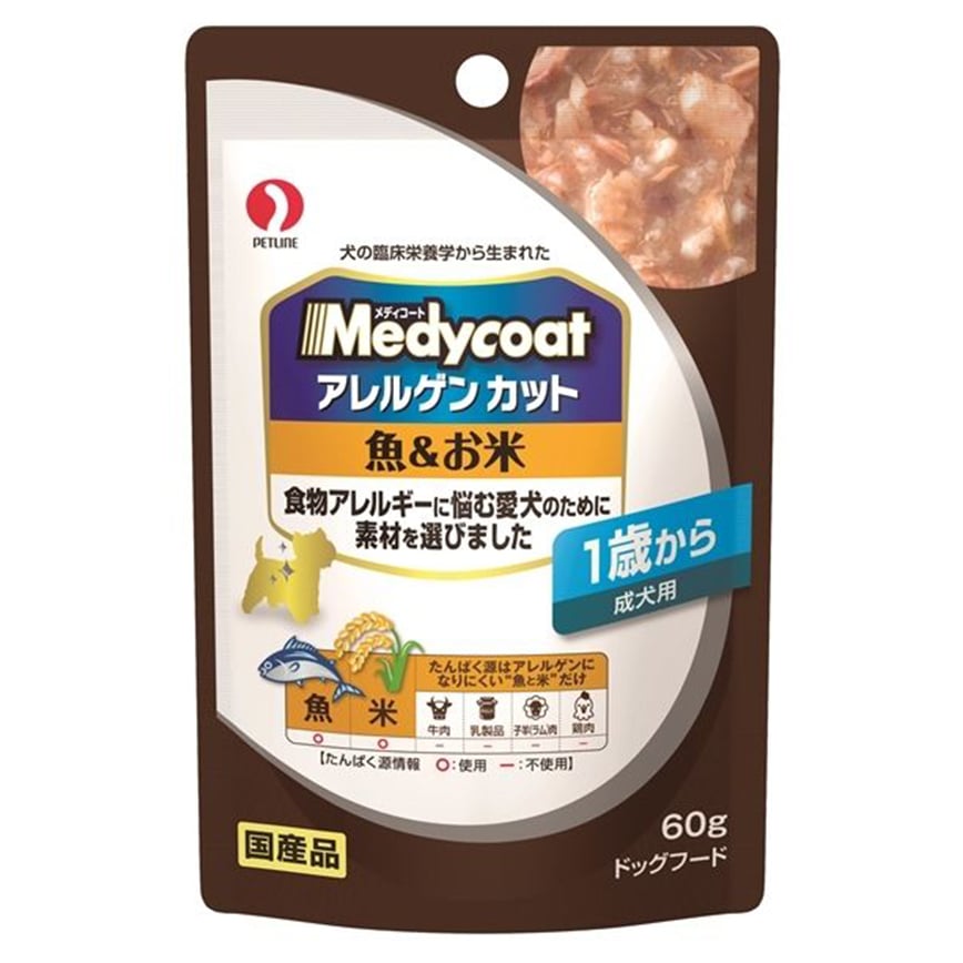 日本Petline 狗濕糧 防敏感軟包 1嵗起成犬 魚肉+飯 60g (PL-ACP2) 