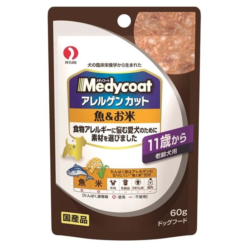 日本Petline 狗濕糧 防敏感軟包 11+老齡犬 魚肉+飯 60g (PL-ACP4) 