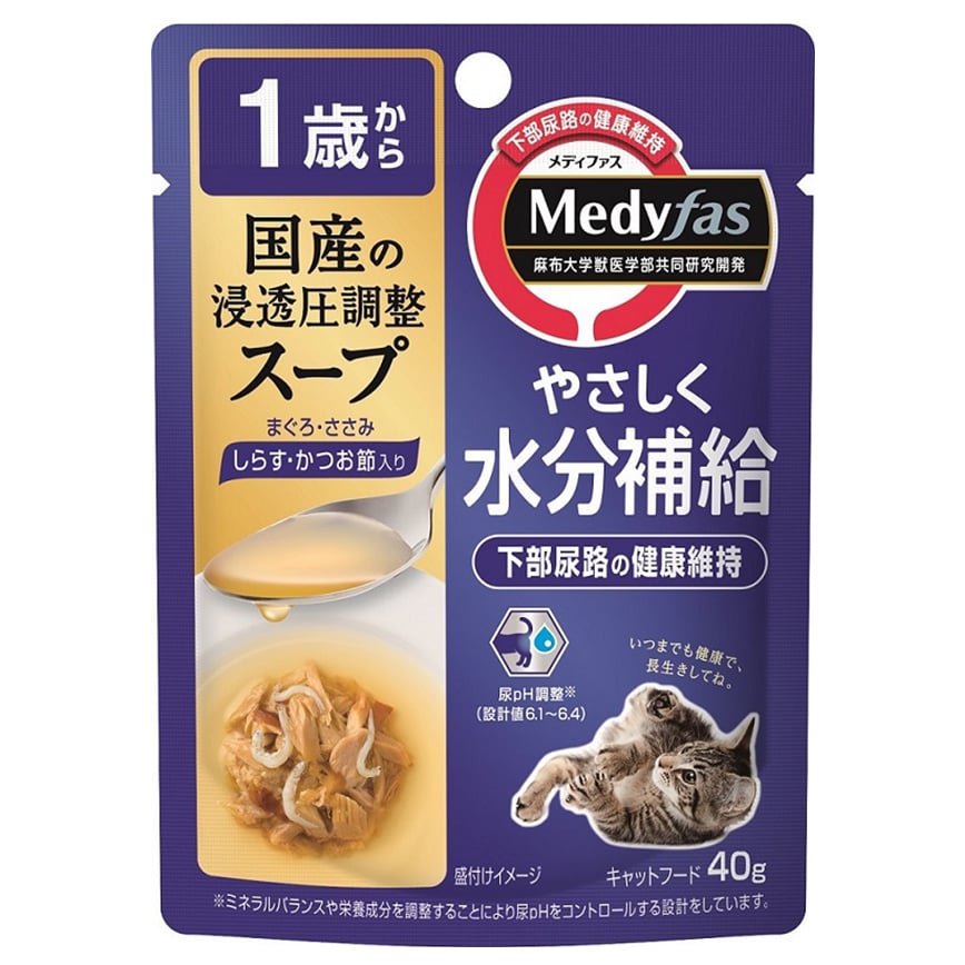 日本Petline 貓濕糧 Medyfas 水分補給湯包 白飯魚+木魚 1歲起用 40g (PL-MFP12)