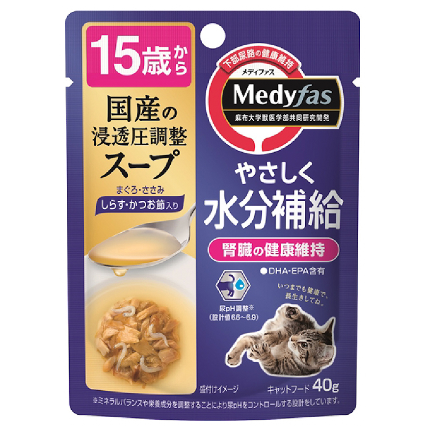 日本Petline 貓濕糧 Medyfas 水分補給湯包 白飯魚+木魚 15歲起用 40g (PL-MFP14)