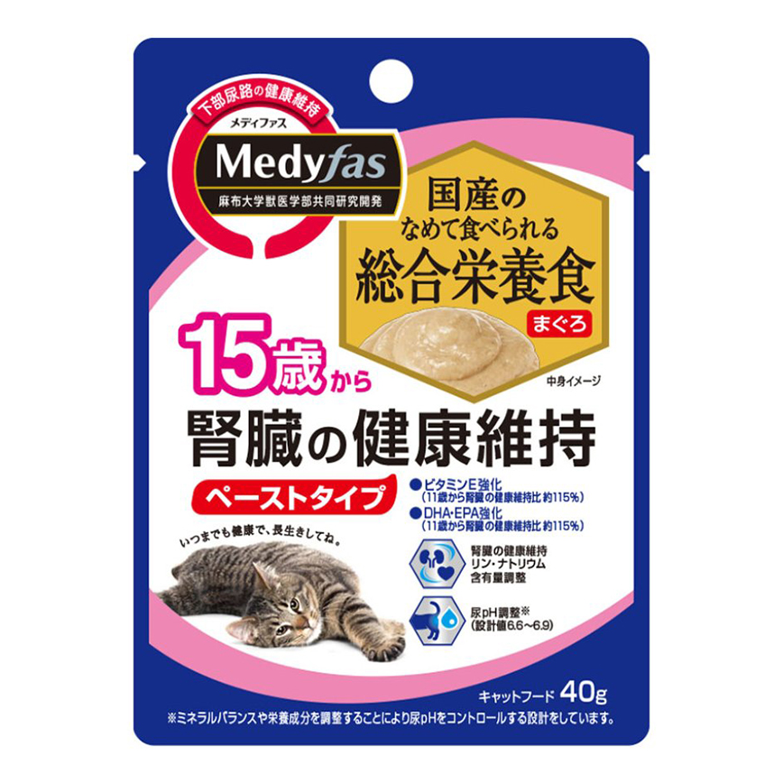 日本Petline 貓濕糧 Medyfas 軟包 吞拿魚 腎臟健康維持 15歲起用 40g (PL-MFW83) 