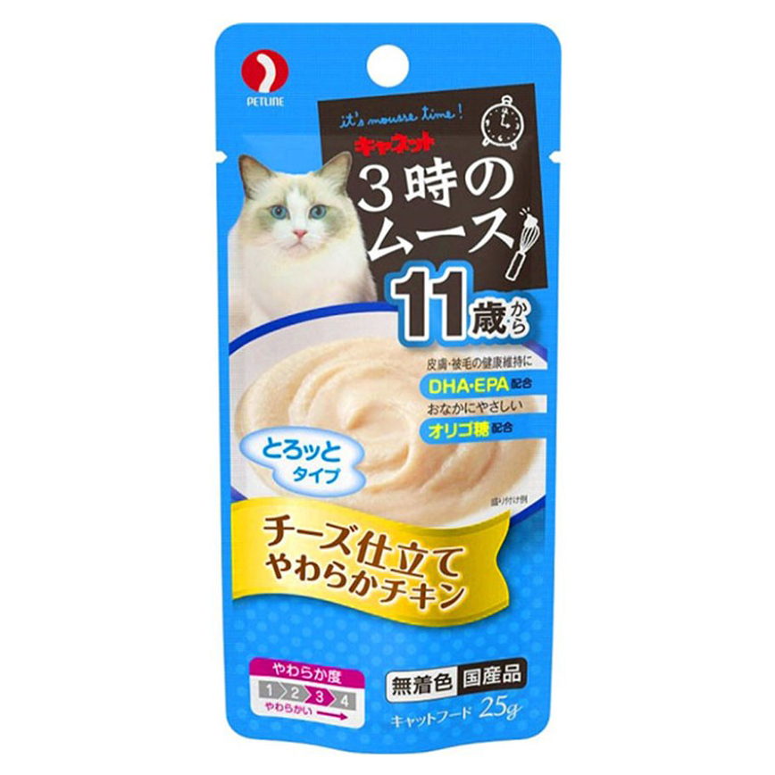 日本Petline 貓濕糧 貓咪3點下午茶 雞肉+芝士慕絲 11嵗起 25g (PL-SM11) 