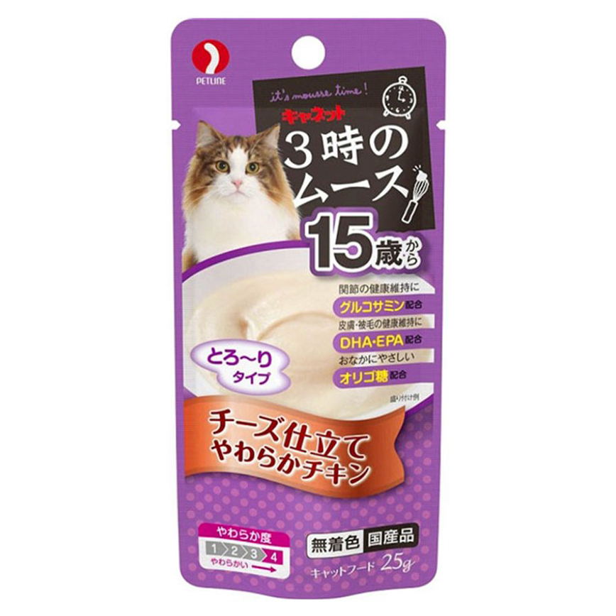 日本Petline 貓濕糧 貓咪3點下午茶 雞肉+芝士慕絲 15嵗起 25g (PL-SM21) 