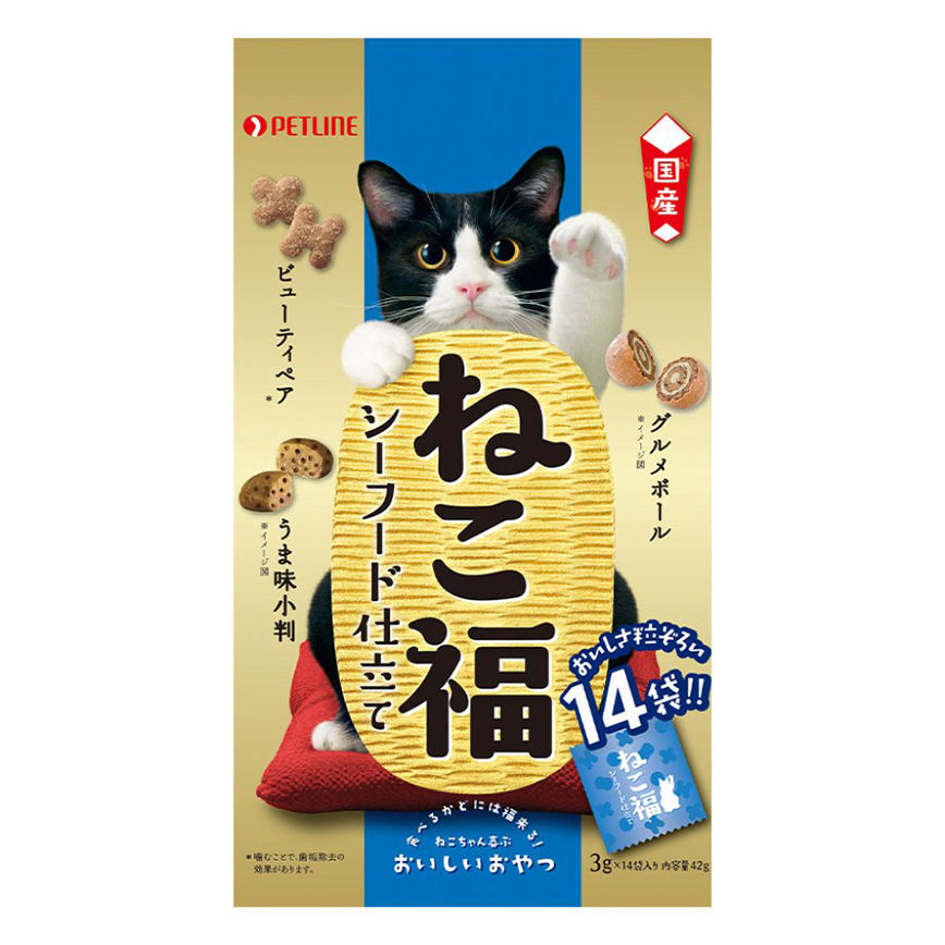 日本Petline 貓大福 潔齒零食 海鮮味 3gx14 (NFK348) 