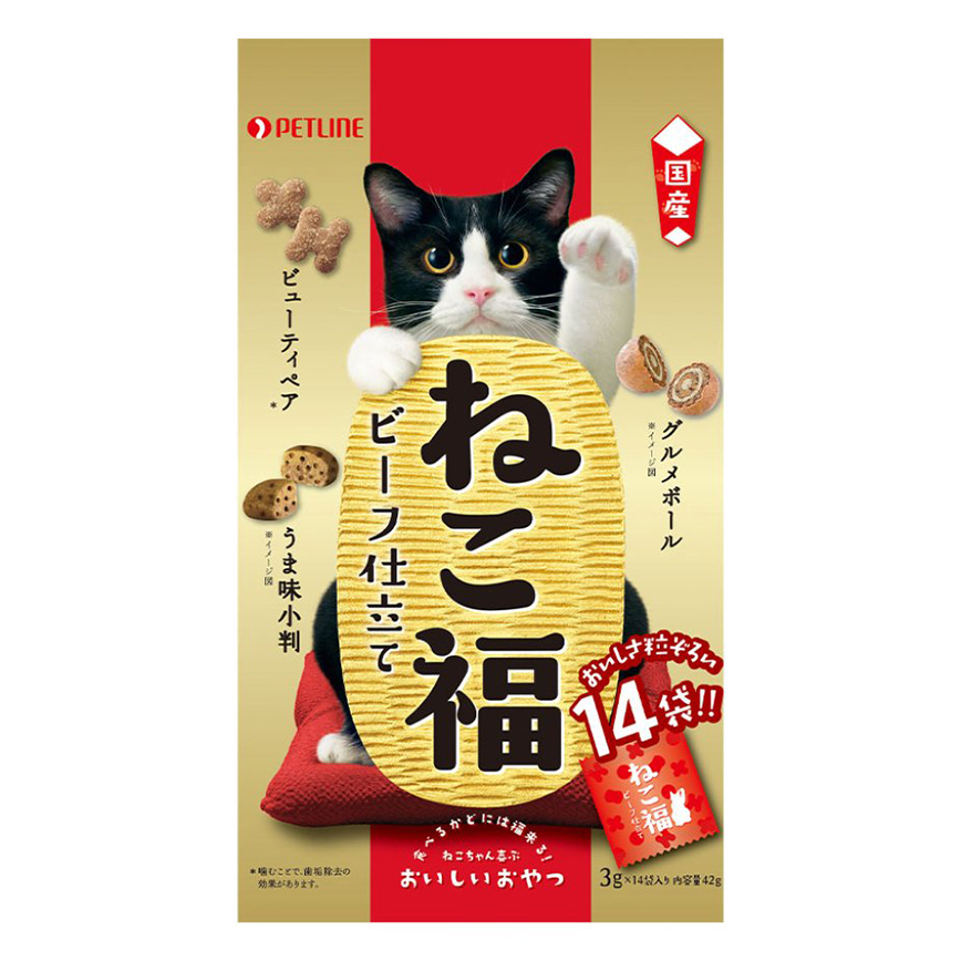日本Petline 貓大福 潔齒零食 牛肉味 3gx14 (NFK349) 