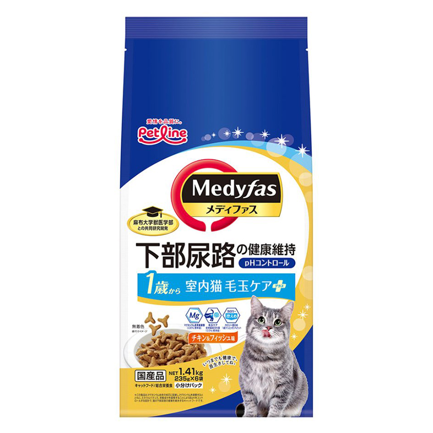 Petline 防尿石貓糧 成貓去毛球 雞肉+魚味 1.41kg (PL-MFD37)