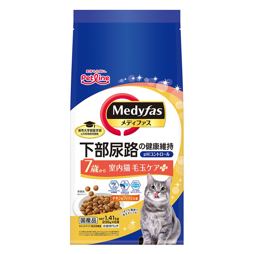 Petline 防尿石貓糧 老貓去毛球 雞肉+魚味 1.41kg (PL-MFD38)