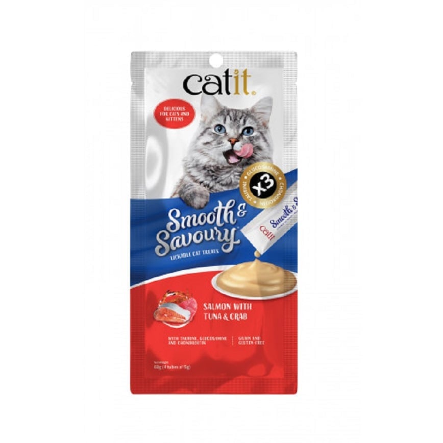 Catit Smooth & Savoury 肉泥條 三文魚+吞拿魚+蟹 60g (15g x 4) (44406)