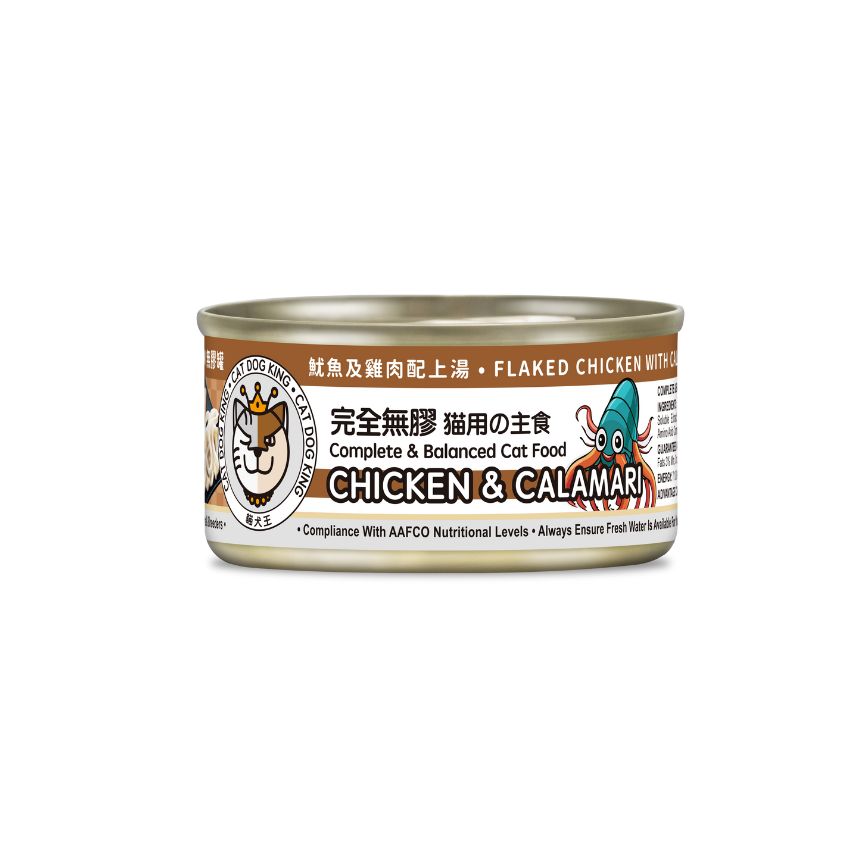 貓犬王 貓罐頭 魷魚及雞肉肉絲湯主食罐 80g (CDK2012)