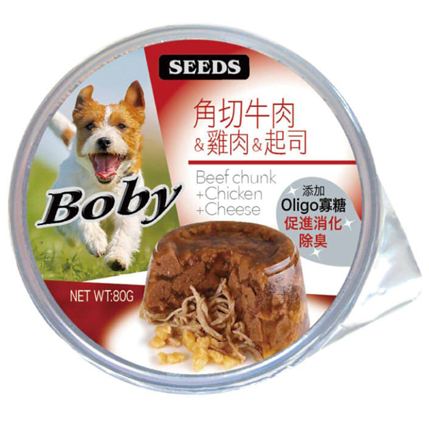 SEEDS 狗餐盒 ⾓切⽜⾁+雞⾁+芝⼠ 80g (boby05)