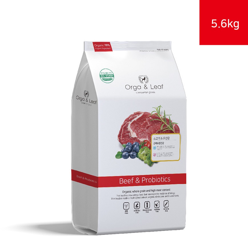 Orga & Leaf 狗糧 ⽜魔王 + 益⽣菌成⽝配⽅ 5.6kg