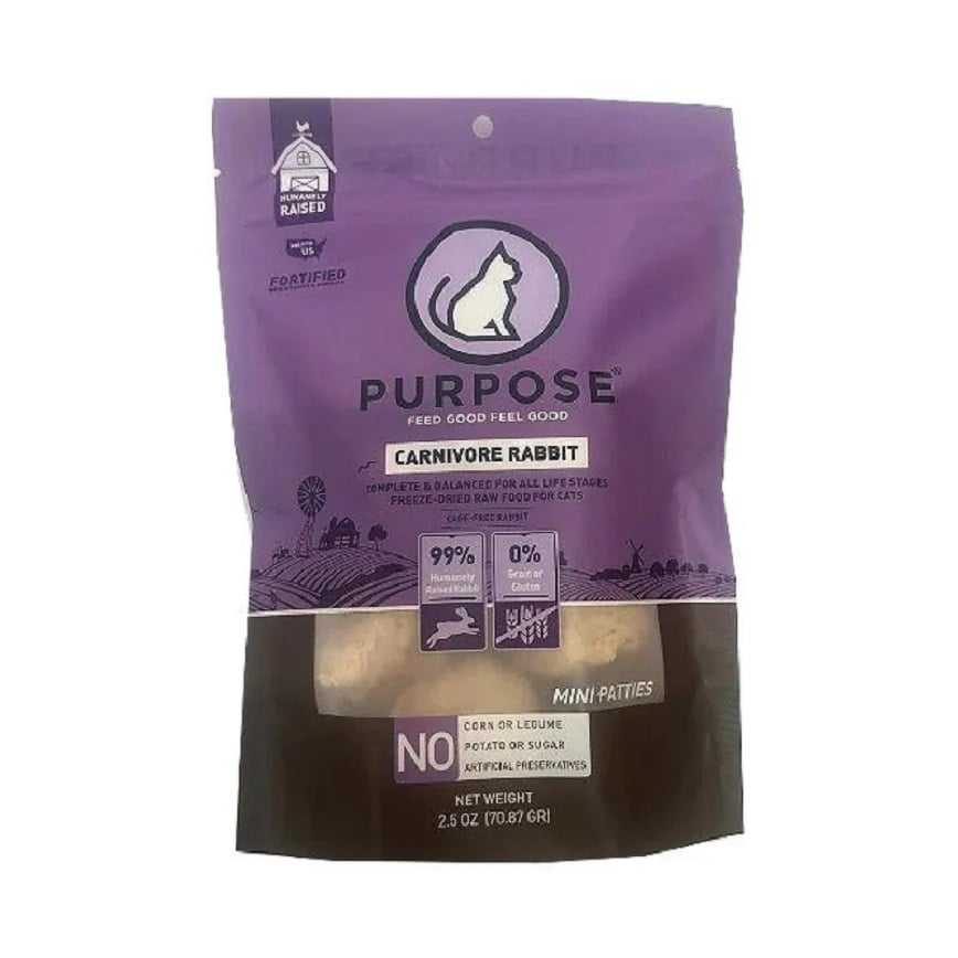PURPOSE 貓糧 凍乾脫水生肉肉餅 單一蛋白 兔肉 12oz (678113) 圖 1