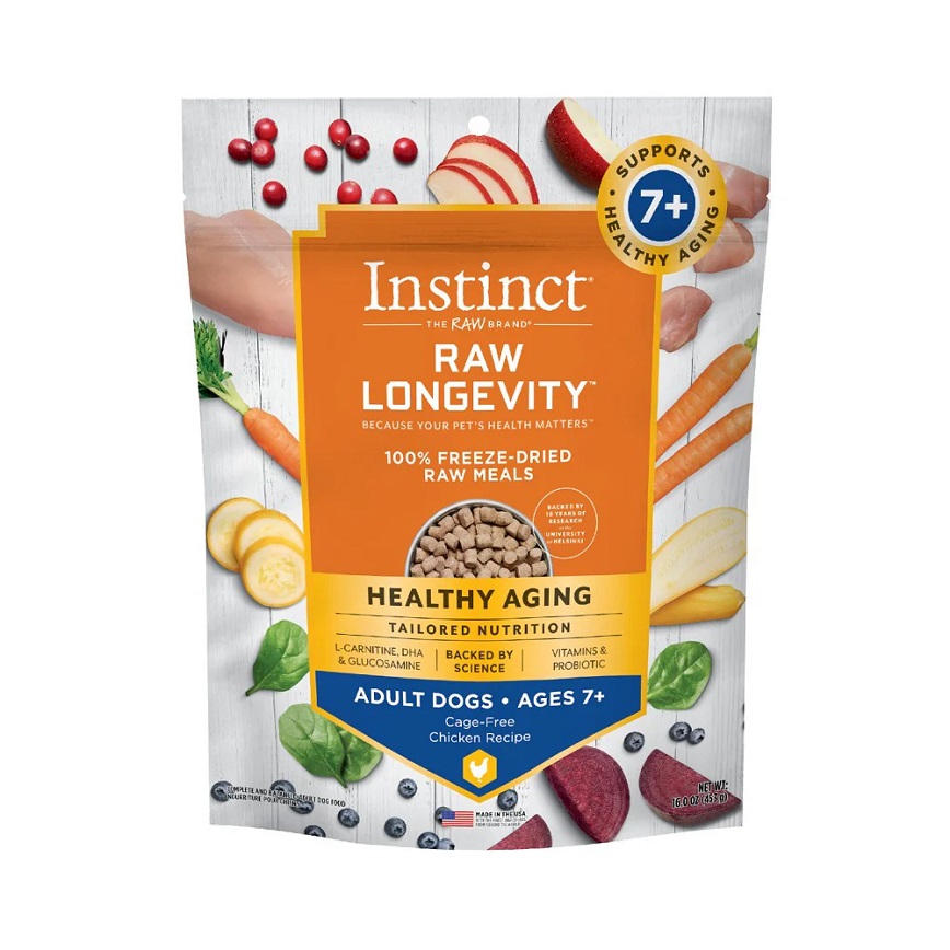 Instinct 狗糧 凍乾生肉主食糧 長壽系列 - 高齡犬7+ 雞肉 16oz (621638)