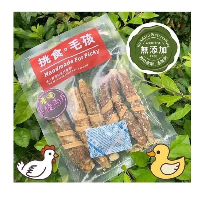 挑食毛孩 天然小食 芝麻 鴨肉/海藻 雞肉 捲 芝士 牛軟骨 130g