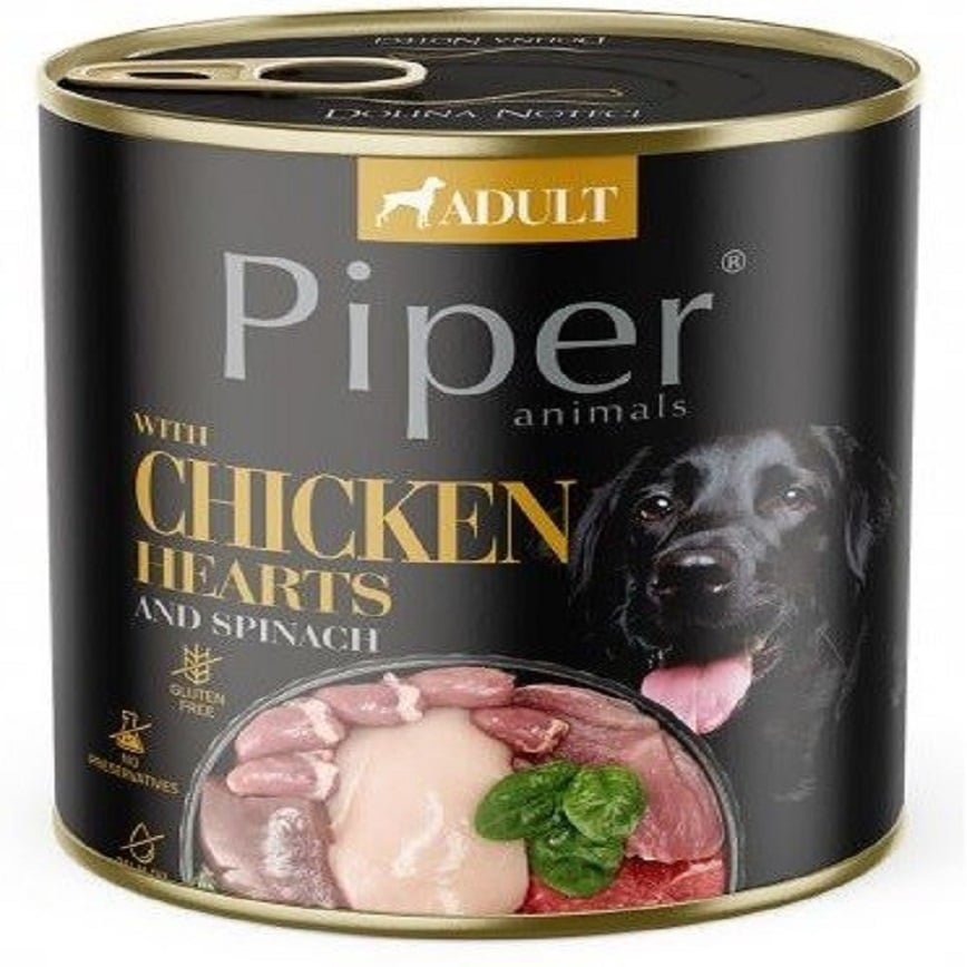Piper 黑鑽狗罐頭系列 成犬配方 雞心+菠菜 400g (PCH400)