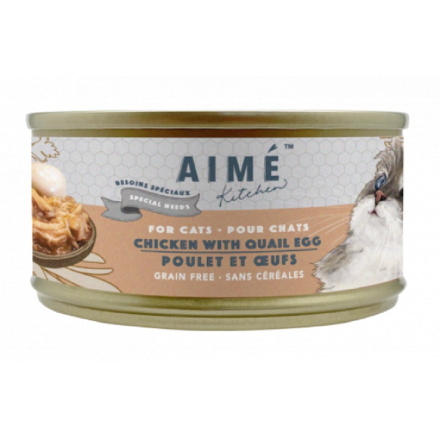 AIME Kitchen 貓罐頭 無穀物均衡貓罐 殿堂主食系列 頂級雞皇燴鵪鶉蛋配方 75g (TQA75-S)