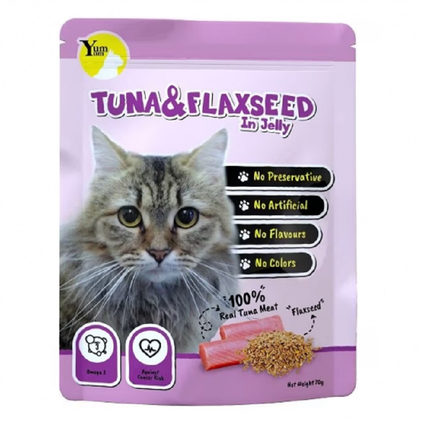 YUMYUM 主食貓濕包 Tuna & Flaxseed in Jelly 吞拿魚+亞麻籽 70g