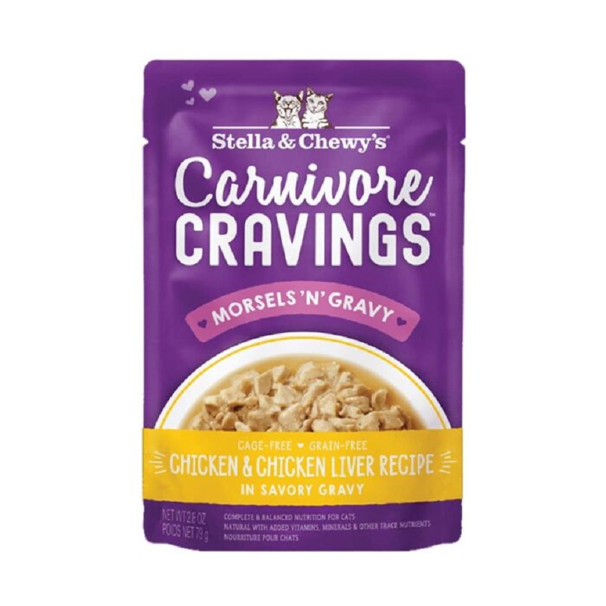 Stella & Chewy's 成貓濕糧 食肉獸滋味包 放養雞+雞肝 濃湯肉粒配方 2.8oz (CCMC-2.8)