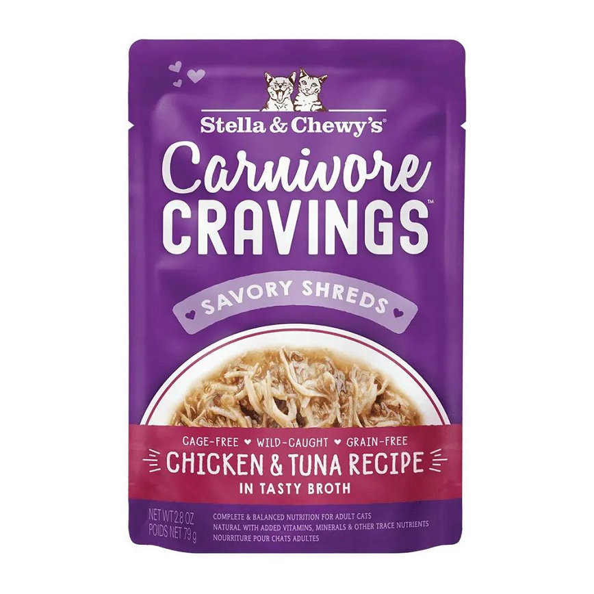 Stella & Chewy's 成貓濕糧 食肉獸滋味包 放養雞+吞拿魚 肉絲配方 2.8oz (CCCT-2.8)