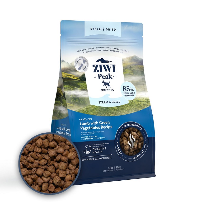 ZiwiPeak 狗糧 微蒸風乾系列 草飼牛肉 配綠色蔬菜 食譜 800g (ZSDL0.8)