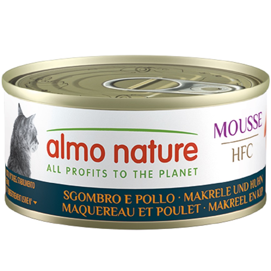 Almo Nature HFC Mousse 貓罐頭 鯖魚+雞肉 70g (9441H)